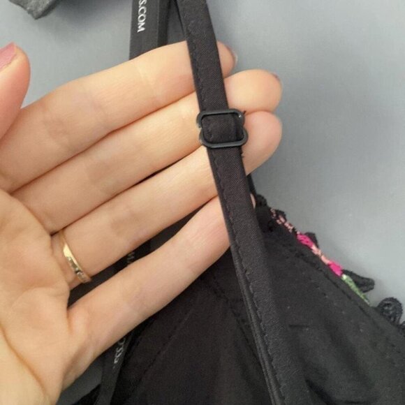 Whimsigoth Midi Dress Black Lace Floral Embroidery Dark Fairy - Picture 8 of 16